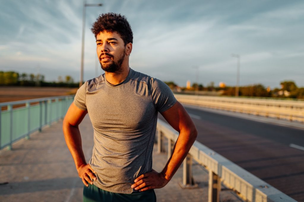 Portrait of an african american athlete man.